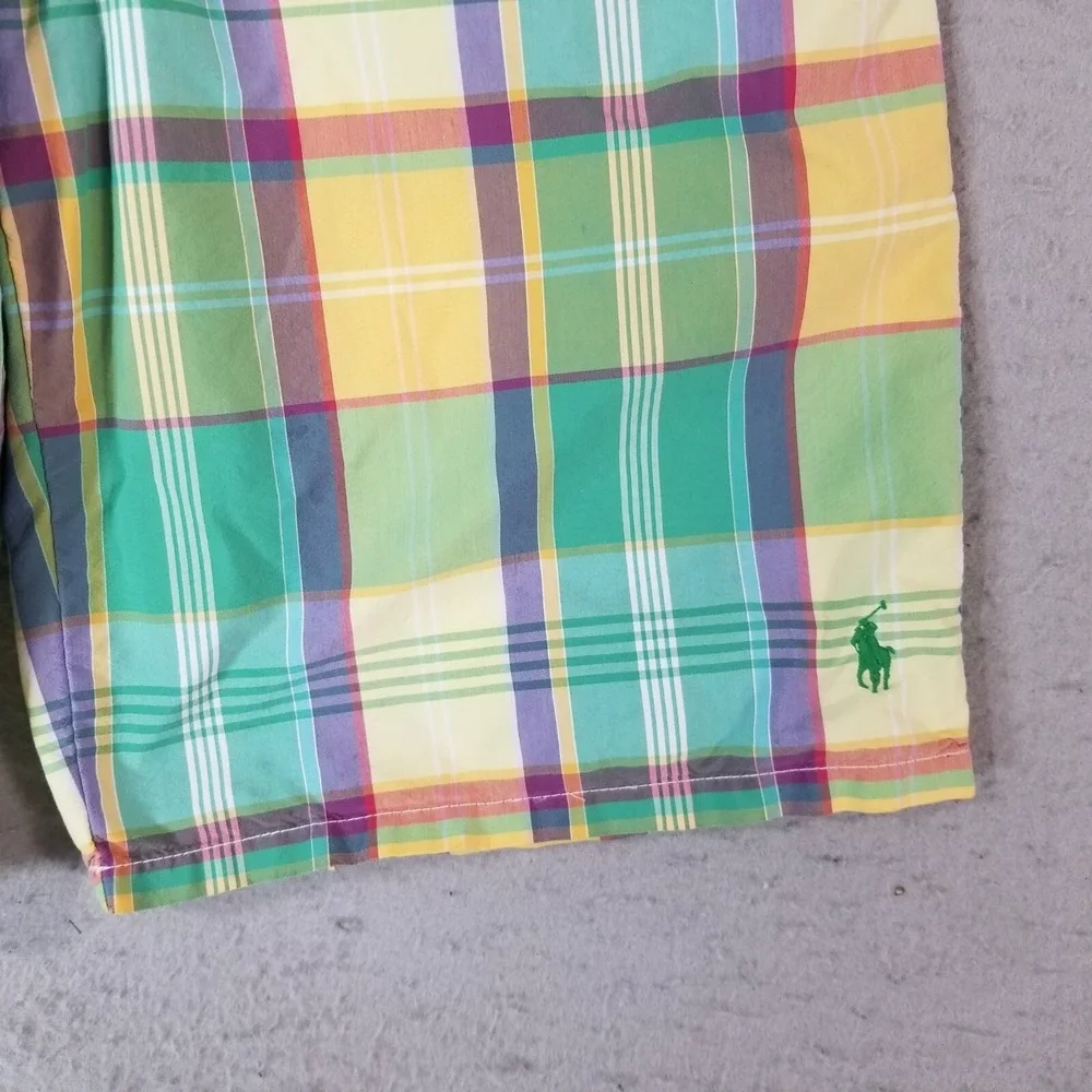 Polo Ralph Lauren swim shorts men's large green plaid preppy